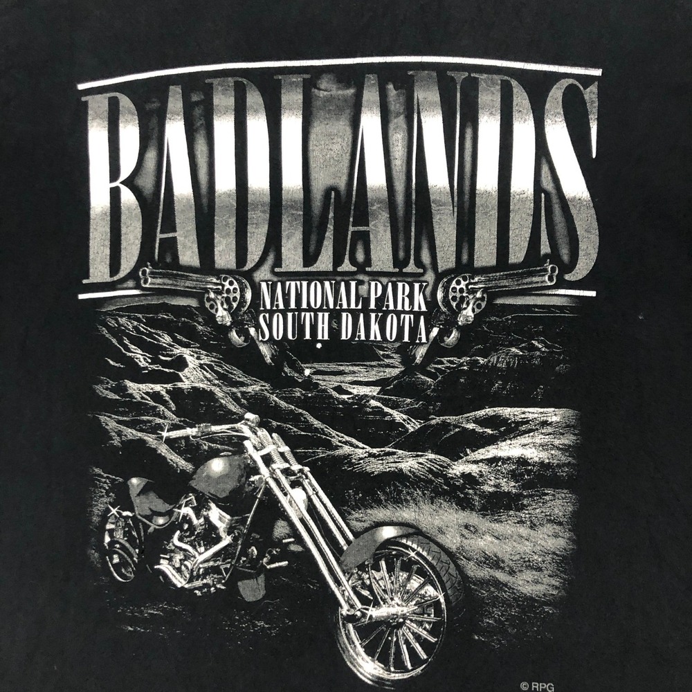 Badlands National Park South Dakota Motorcycle Graphic T-Shirt Men's Size XXL